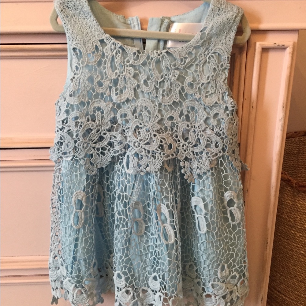 Blue lace crochet dress